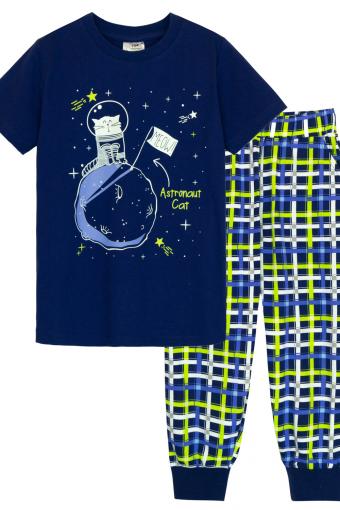 Пижама для мальчика 92210 (Темно-синий/синяя клетка) (Фото 2)
