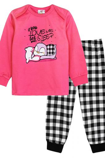 Пижама для девочки 91218 (Розовый/черная клетка) - Ивтекс-Плюс