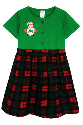 Платье для девочки 81204 (Зеленый/зеленая клетка) - Ивтекс-Плюс