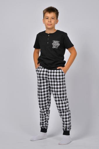 Пижама для мальчика 92219 (Черный/черная клетка) - Ивтекс-Плюс