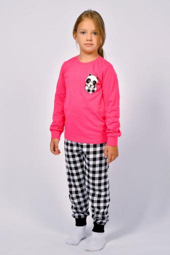 Пижама для девочки 91220 (Ярко-розовый/черная клетка) - Ивтекс-Плюс