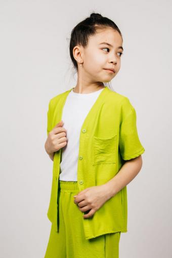 Рубашка для девочки 0610 (Салатовый) - Ивтекс-Плюс