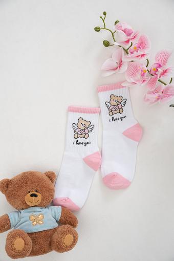 Носки детские Мишка-Ангел комплект 1 пара (Белый/розовый) - Ивтекс-Плюс
