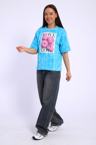 футболка женская 74254 (Батик бирюза) - Ивтекс-Плюс