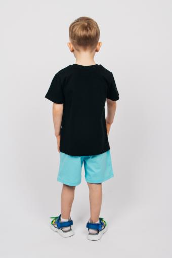 Комплект для мальчика (футболка и шорты) 42114 (Черный/яр.бирюзовый) (Фото 2)
