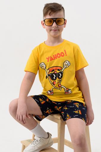 Пижама Гурман детская короткий рукав с шортами (Желтый-т.синий) - Ивтекс-Плюс
