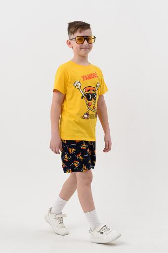 Пижама Гурман детская короткий рукав с шортами (Желтый-т.синий) (Фото 2)