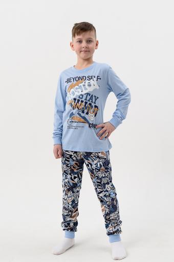 Пижама Турне детская длинный рукав с брюками (Голубой) - Ивтекс-Плюс