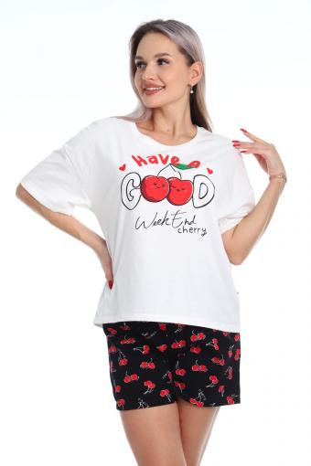 Пижама с шортами Очарование 0к-056к (Белый/красный) - Ивтекс-Плюс