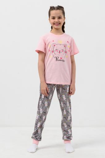 Пижама Королевишна детская короткий рукав с брюками (Розовый) - Ивтекс-Плюс