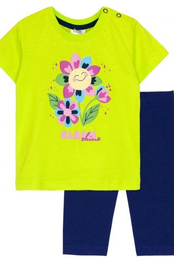 Комплект для девочки (футболка_бриджи) 41132 (Салатовый/т.синий) - Ивтекс-Плюс