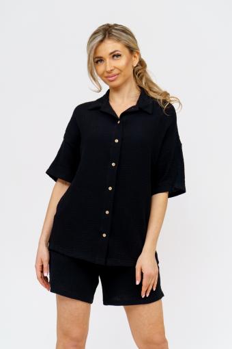 Рубашка 36766 (Черный) - Ивтекс-Плюс