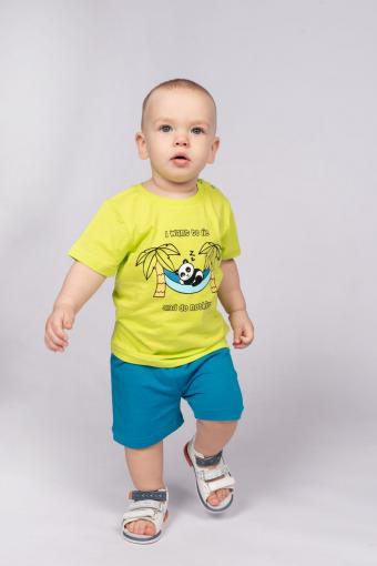 Комплект для мальчика (футболка_шорты) 42108 (м) (Салатовый/морской) - Ивтекс-Плюс