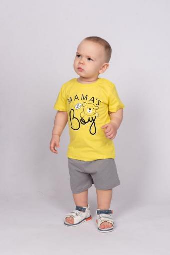 Комплект для мальчика (футболка_шорты) 42107 (М) (Желтый/серый) - Ивтекс-Плюс