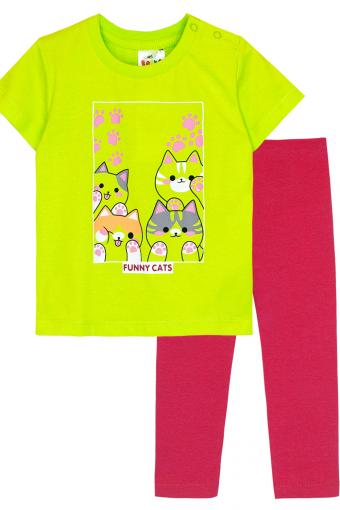 Комплект для девочки (футболка_лосины) 41135 (м) (Салатовый/малиновый) - Ивтекс-Плюс