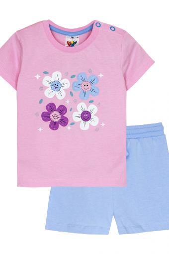 Комплект для девочки (футболка_шорты) 41131 (м) (Нежно-розовый/нежно-голубой) - Ивтекс-Плюс