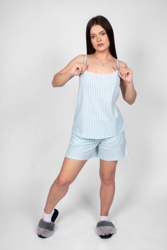 Пижама женская майка шорты 0930 (Голубая полоска) - Ивтекс-Плюс