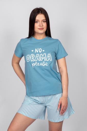 Пижама женская футболка_шорты 0932 (Голубая полоска) - Ивтекс-Плюс