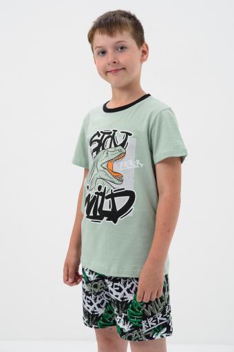 Пижама Дикарь детская короткий рукав с шортами (Полынь) - Ивтекс-Плюс