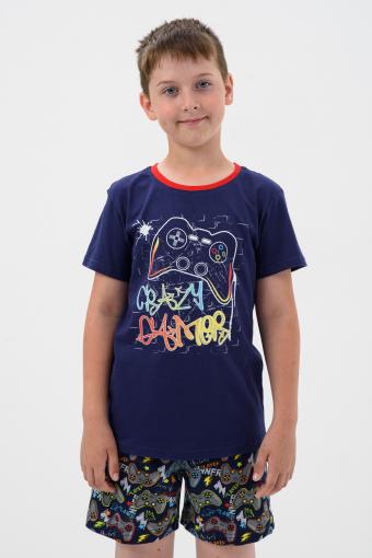 Пижама Игроман детская короткий рукав с шортами (Темно-синий) - Ивтекс-Плюс