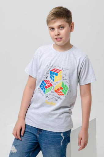 футболка детская с принтом 7446 (Серый меланж) - Ивтекс-Плюс