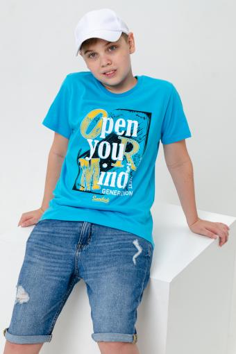 футболка детская с принтом 7446 (Голубой яркий) - Ивтекс-Плюс