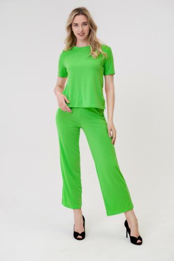 Костюм женский из футболки и брюк из вискозы Леопард неон зеленый - Ивтекс-Плюс