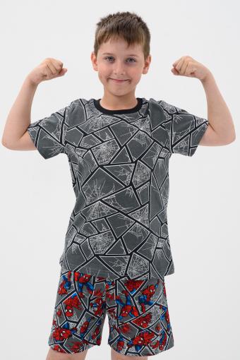 Пижама Сверхчеловек детская короткий рукав с шортами (Серый) - Ивтекс-Плюс