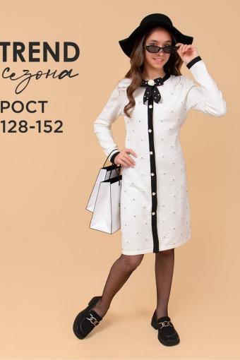 Платье для девочки вязанный трикотаж SP50119 (Белый) - Ивтекс-Плюс