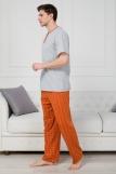 Пижама мужская из футболки с коротким рукавом и брюк из кулирки Француа клетка на кирпичном макси (Фото 3)