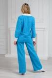Пижама женская из жакета и брюк из футера Салли небесно-голубой (Фото 5)
