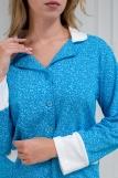 Пижама женская из жакета и брюк из футера Салли небесно-голубой (Фото 6)