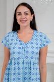 Ночная сорочка из кулирки Долорес голубой ромб (Фото 4)