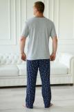 Пижама мужская из футболки с коротким рукавом и брюк из кулирки Генри синий (Фото 2)