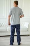 Пижама мужская из футболки с коротким рукавом и брюк из кулирки Генри синий (Фото 3)
