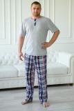 Пижама мужская из футболки с коротким рукавом и брюк из кулирки Француа клетка макси (Фото 1)