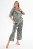 Пижама из джемпера и брюк из кулирки Жасмин льняная палитра хаки (Фото 2)