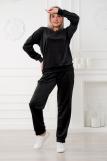 Костюм женский из свитшота и брюк из стрейч велюра Люкс черный (Фото 6)
