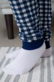 Пижама подростковая из кулирки пенье на манжетах Дрёма клетка синяя (Фото 7)