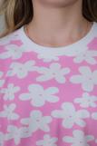 Пижама подростковая из кулирки пенье на манжетах Дрёма цветы розовый (Фото 6)