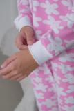 Пижама подростковая из кулирки пенье на манжетах Дрёма цветы розовый (Фото 7)