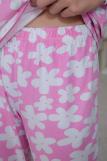 Пижама подростковая из кулирки пенье на манжетах Дрёма цветы розовый (Фото 8)