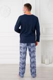 Пижама мужская из футболки с длинным рукавом и брюк из кулирки Генри джинс макси (Фото 3)