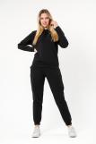 Костюм женский из худи и брюк из футера Кроссфит-2 чёрный (Фото 1)