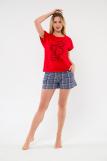 Костюм из футболки и шорт из кулирки Алиса красный (Фото 2)