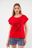 Костюм из футболки и шорт из кулирки Алиса красный (Фото 3)