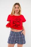 Костюм из футболки и шорт из кулирки Алиса красный (Фото 5)