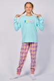 Пижама для девочки 91227 (Мятный/розовая клетка) (Фото 1)