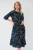 Платье женское из кулирки Софи веточка темно-синий (Фото 3)