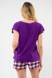 Пижама женская из футболки и шорт из кулирки Алиса фиолетовый (Фото 5)